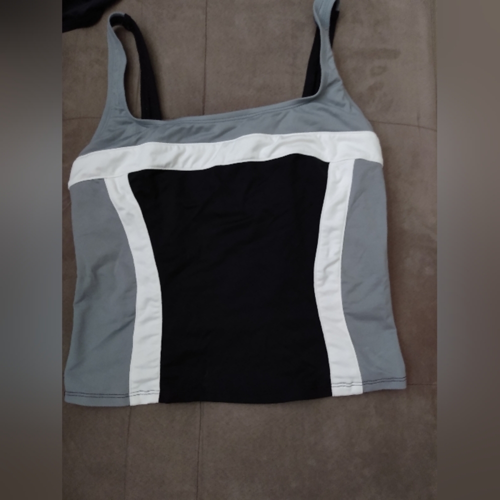 Stylish Black and Gray SwimTank Top Tankini
